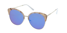 4502RV Women's Combo Large Brow Line Designer Marble Print Frame w/ Color Mirror Lens
