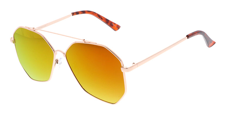 4511RV Unisex Metal Large Geometric Aviator w Color Mirror Lens