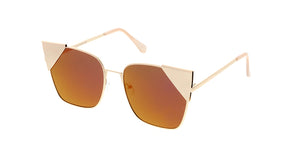 4527RV Women's Metal Large Cat Eye Frame w/ Color Mirror Lens
