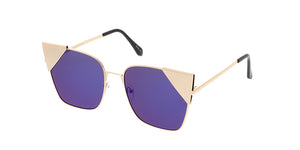 4527RV Women's Metal Large Cat Eye Frame w/ Color Mirror Lens