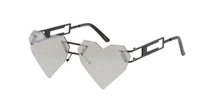 4541HRTRV Women's Metal Medium Rimless Heart Shape Frame w/ Color Mirror Lens