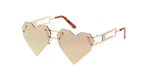 4541HRTRV Women's Metal Medium Rimless Heart Shape Frame w/ Color Mirror Lens