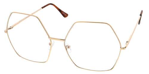 4548CLR Women's Metal Oversized Hexagonal Wire Frame w/ Clear Lens