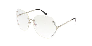 4597CLR Women's Metal Oversized Vintage Inspired Rimless Computer Glasses Blue Light Filtering Clear Lens