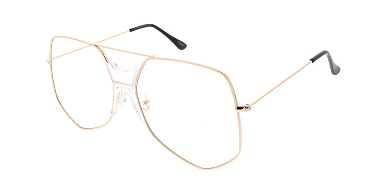 4601CLR Unisex Extra Large Geometric Metal Aviator Clear Lens