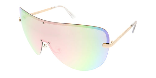 4603RV Women's Metal Oversize Shield w/ Color Mirror Lens