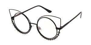 4622CLR/RH Women's Wire Cat Eye Rhinestone Frame w/ Clear Lens