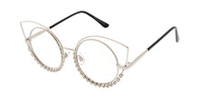 4622CLR/RH Women's Wire Cat Eye Rhinestone Frame w/ Clear Lens