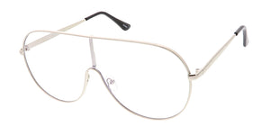 4630CLR Unisex Metal Shield Aviator w/ Clear Lens