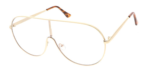 4630CLR Unisex Metal Shield Aviator w/ Clear Lens