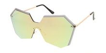 4682RV Women's Large Geometric Diamond Cut Shield w/ Color Mirror Lens