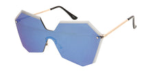 4682RV Women's Large Geometric Diamond Cut Shield w/ Color Mirror Lens