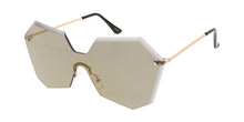 4682RV Women's Large Geometric Diamond Cut Shield w/ Color Mirror Lens