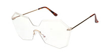 4684CLR Women's Large Geometric Diamond Cut Shield w/ Clear Lens