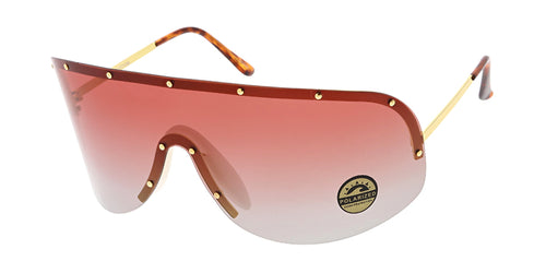 4686 Women's Oversized Metal Studded Rimless Shield