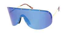 4687RV Unisex Metal Oversized Studded Shield w/ Color Mirror Lens