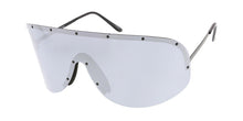 4687RV Unisex Metal Oversized Studded Shield w/ Color Mirror Lens