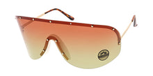 4688COL Women's Oversized Metal Studded Rimless Shield w/ Two Tone Lens