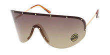 4688COL Women's Oversized Metal Studded Rimless Shield w/ Two Tone Lens