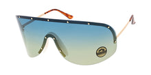 4688COL Women's Oversized Metal Studded Rimless Shield w/ Two Tone Lens