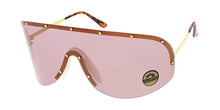 4689COL Women's Oversized Metal Studded Rimless Shield w/ Color Lens