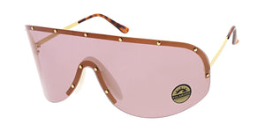 4689COL Women's Oversized Metal Studded Rimless Shield w/ Color Lens