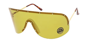 4689COL Women's Oversized Metal Studded Rimless Shield w/ Color Lens