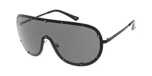 4723 Unisex Metal Large Rimless Studded Shield