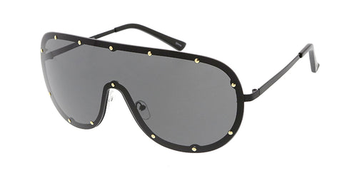4723 Unisex Metal Large Rimless Studded Shield