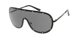 4723 Unisex Metal Large Rimless Studded Shield