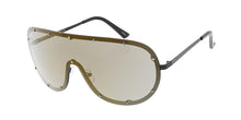 4724RV Unisex Metal Large Studded Rimless Shield w/ Color Mirror Lens