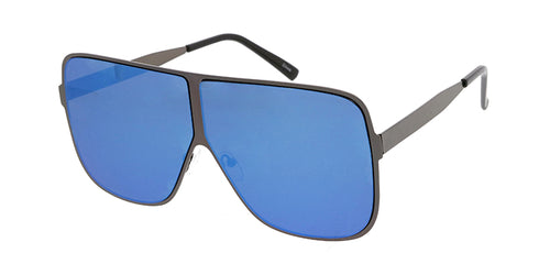 4751RV Unisex Metal Oversized Round Square Flat Frame w/ Color Mirror Lens