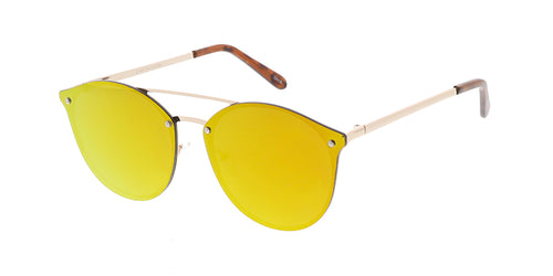 4765RV Unisex Metal Medium Rimless Round Hipster Frame w/ Color Mirror Lens