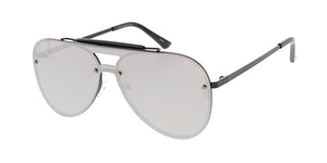 4767RV Unisex Metal Large Aviator Shield w/ Color Mirror Lens