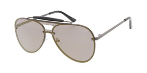 4767RV Unisex Metal Large Aviator Shield w/ Color Mirror Lens