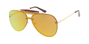 4767RV Unisex Metal Large Aviator Shield w/ Color Mirror Lens