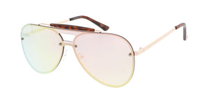 4767RV Unisex Metal Large Aviator Shield w/ Color Mirror Lens
