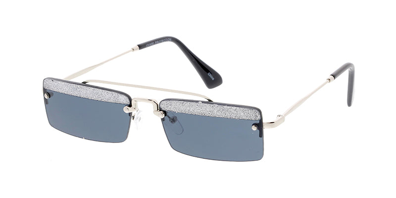 4842GLT Women's Metal Medium Square Rimless Top Brow Glitter Frame