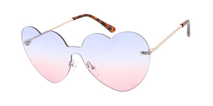 4878 Women's Metal Large Heart Shaped Shield Rimless Frame