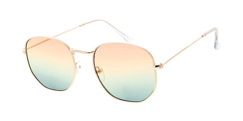 4883COL Unisex Metal Medium Classic Rounded Square Frame w/ Two Tone Lens