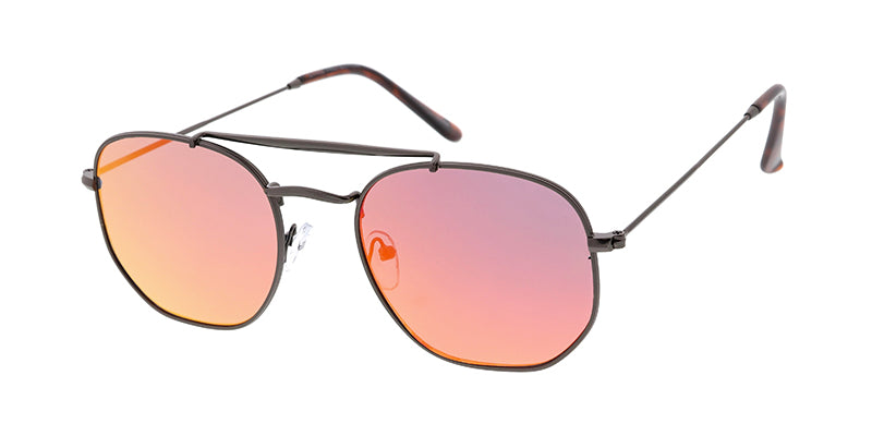 4885REV Unisex Metal Medium Rounded Square Classic Hipster Frame w/ Spectrum Color Mirror Lens