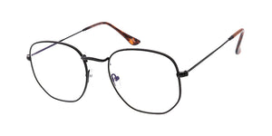 4891BLF/CLR Unisex Metal Medium Classic Rounded Square Hipster Blue Light Filtering Clear Lens Computer Glasses