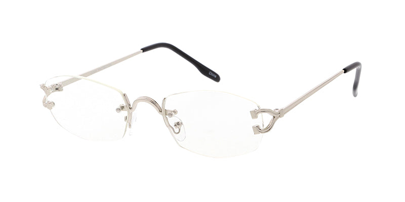 4922CLR Unisex Metal Small Rimless Vintage Inspired Frame w/ Clear Lens