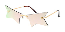 4977RV Unisex Metal Large Rimless Cut Off Star Novelty Frame w/ Color Mirror Lens
