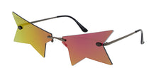 4977RV Unisex Metal Large Rimless Cut Off Star Novelty Frame w/ Color Mirror Lens