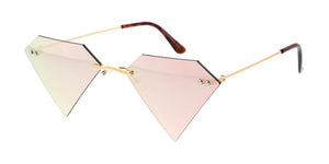 4979RV Unisex Metal Medium Rimless Diamond Novelty Frame w/ Color Mirror Lens
