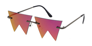 4984RV Unisex Metal Small Zig Zag Rimless Novelty Frame w/ Color Mirror Lens