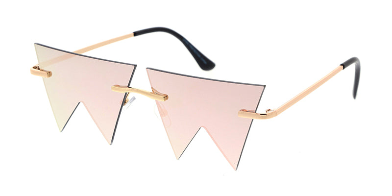 4984RV Unisex Metal Small Zig Zag Rimless Novelty Frame w