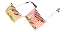 4996RV Unisex Metal Medium Diamond Cut Out Rimless Novelty Frame w/ Color Mirror Lens