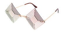 4996RV Unisex Metal Medium Diamond Cut Out Rimless Novelty Frame w/ Color Mirror Lens